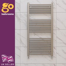 Brushed Nickel Bathroom Heated Towel Rail Radiator Straight Ladder Rad 1200x500