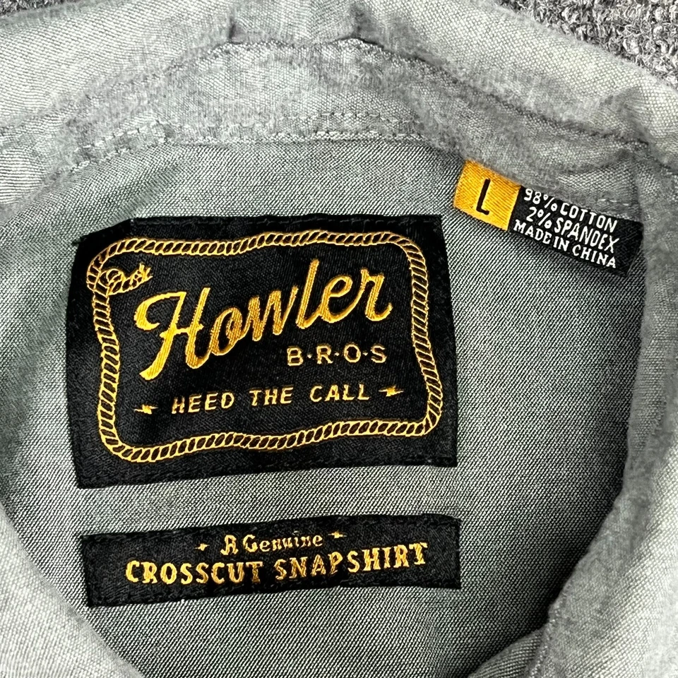 Howler Brothers Crosscut Snapshirt Men’s SS Gray Western Pearl Snap Shirt Size L - Image 2 of 4