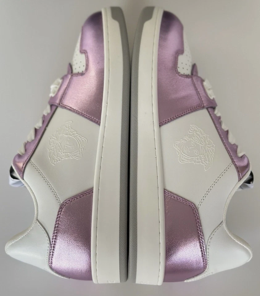 BNWT Versace Women’s Medusa Rose/White Leather Sneakers Size 41 US 11 $700 - Image 4 of 4