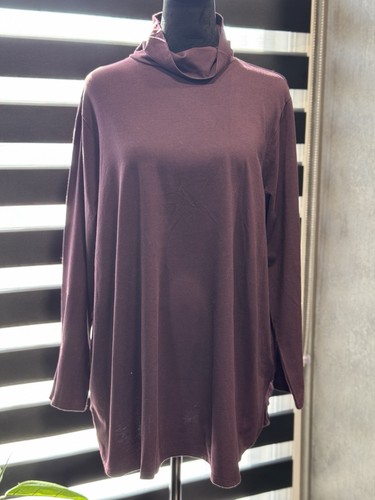 J Jill Turtleneck Tunic Shirt Petite XL Purple Luxe Supima Shirttail Minimalist - Picture 1 of 11