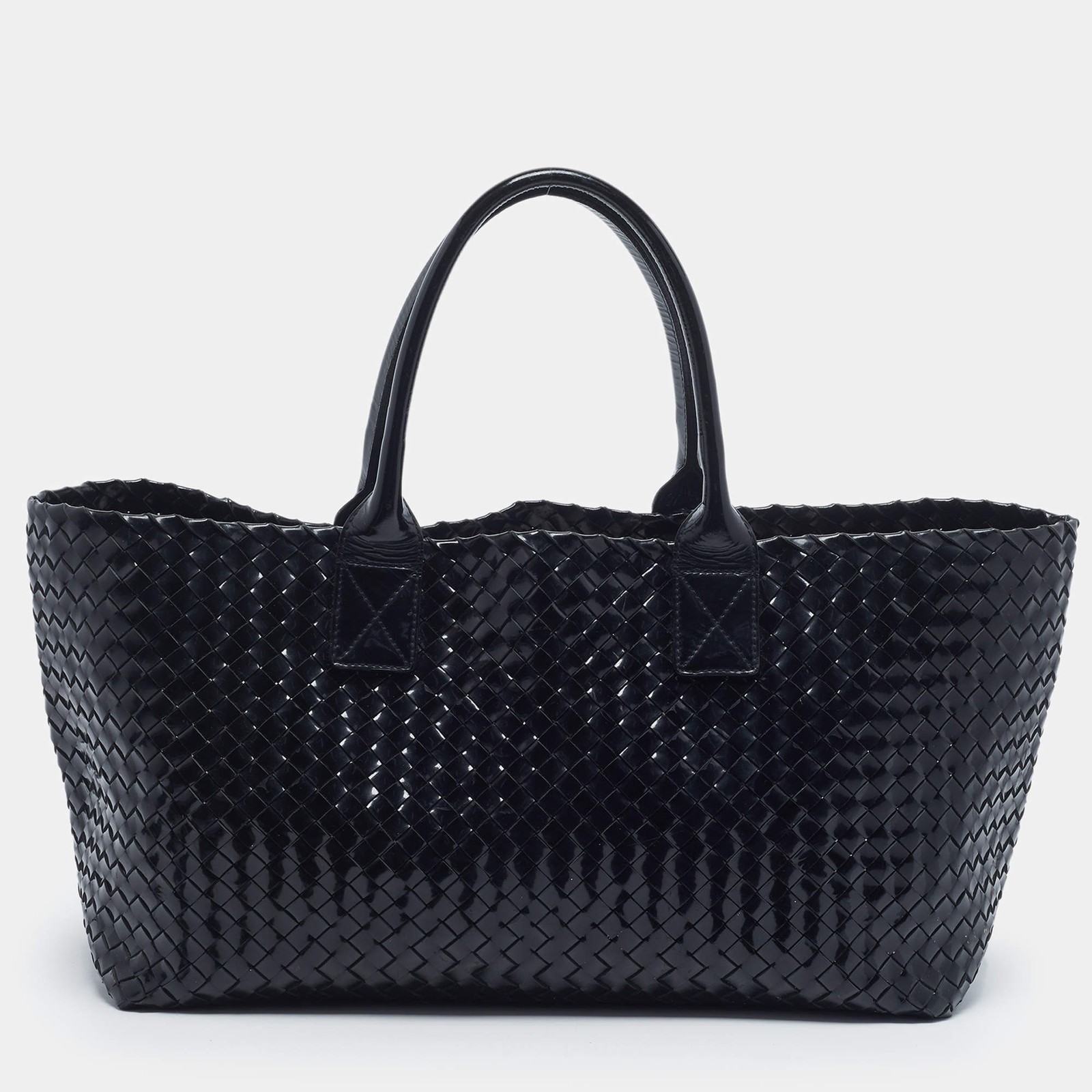 Bottega Veneta Cabat Medium Black Intrecciato Leather Tote