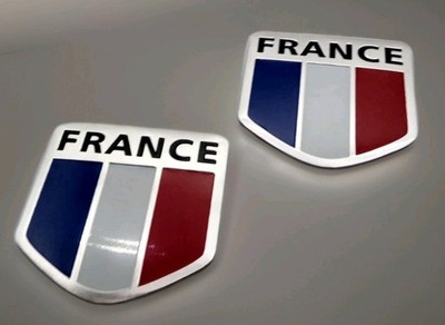 2x  Frankreich France  KFZ Aluminium Metall Aufkleber Auto Sticker Flagge