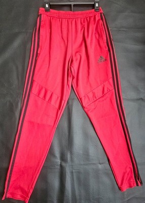 Adidas 3-Stripes Tricot Track Pants Mens M Red Black Tapered Joggers JI8814