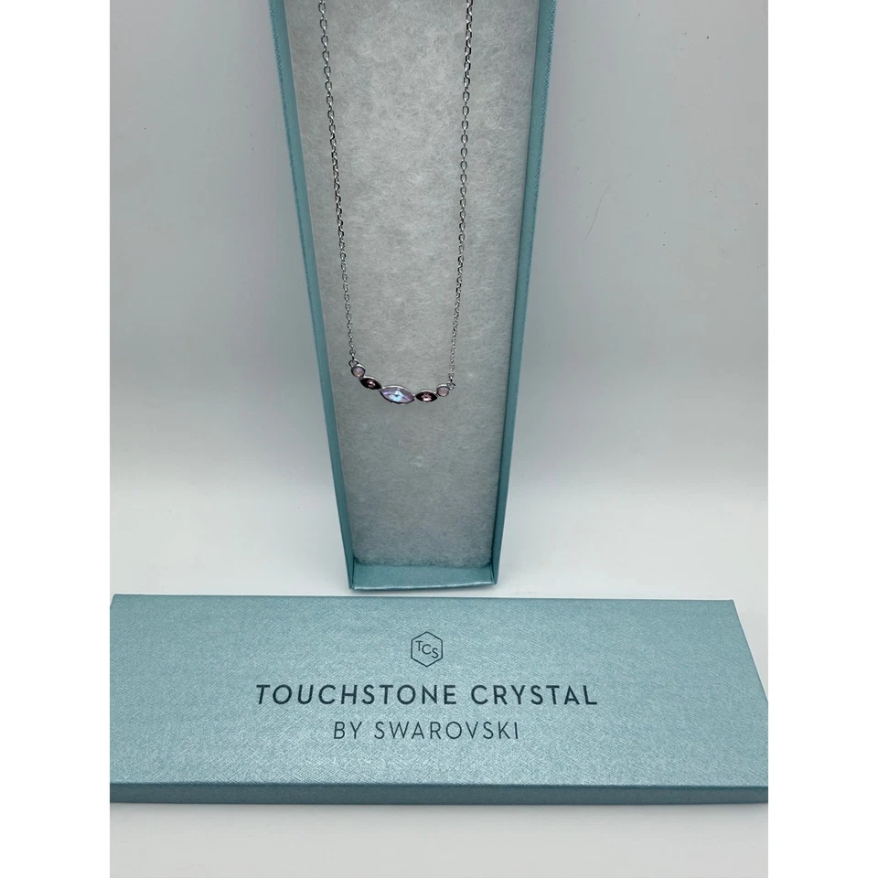 Touchstone Crystal by Swarovski Sweetness Necklace Pink Silver Tone - Image 2 of 3