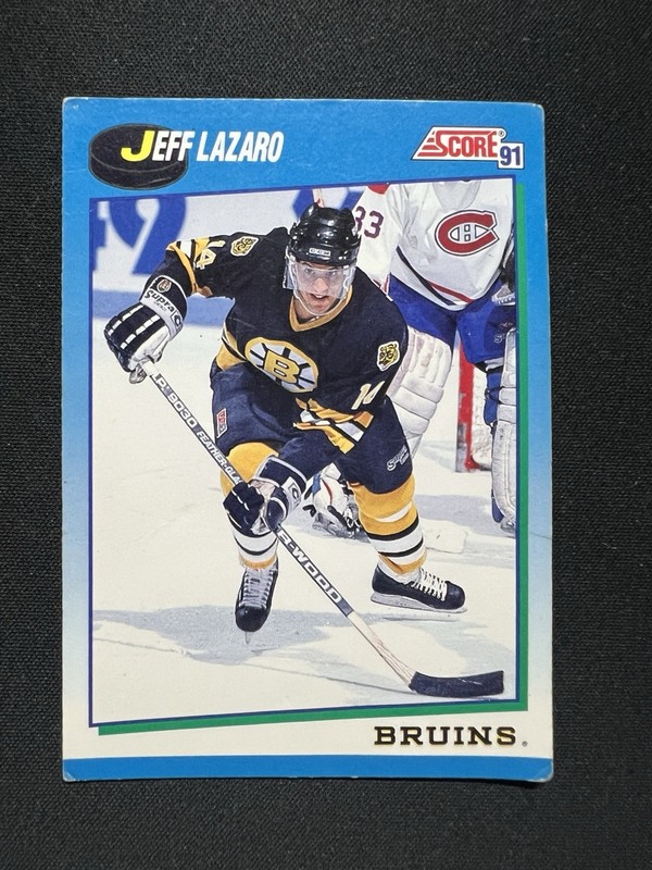 Jeff Lazaro Rookie #445 1991 Score Canadian Boston Bruins Hockey Card NHL NM