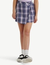 NEW Girls Justice Asymmetrical Pleated Skirt PURPLE PLAID SIZE M 10