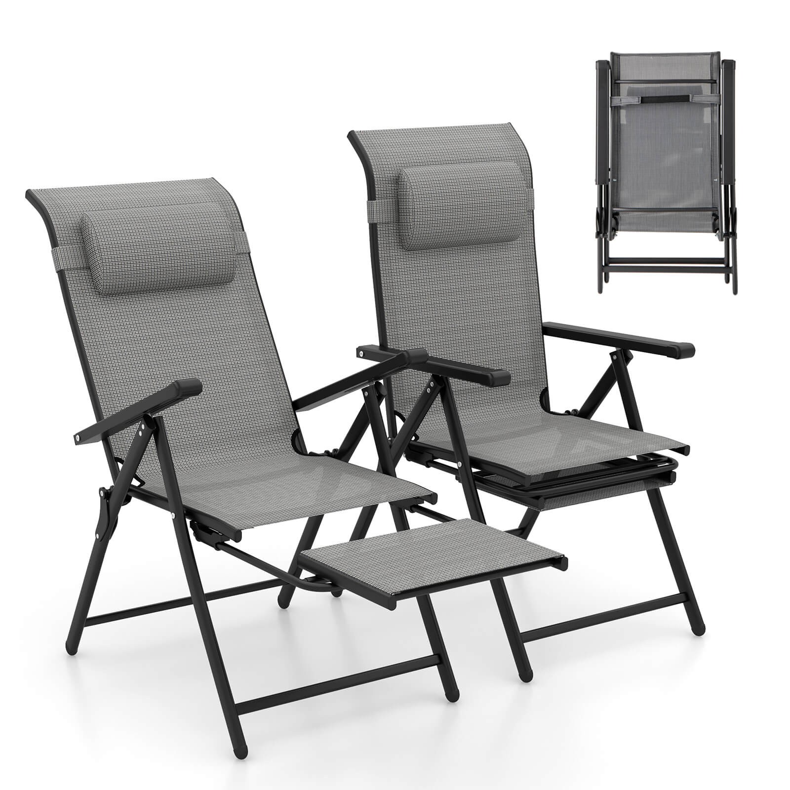 S Set Of 2 Lounge Chairs With 10-level Adjustable Backrests