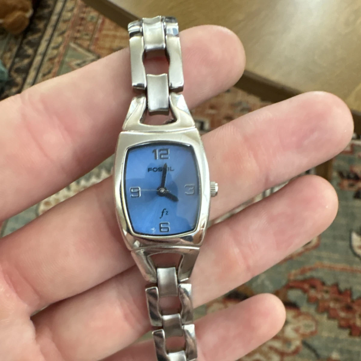 VTG Fossil F2 Watch Womens Gold Tone Crystal MOP Dial Quartz ES-1699 W Tin Box Fossil F2 Watch - Etsy main image 4
