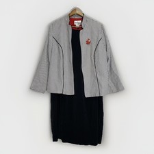 Vintage Sheri Martin 2 Piece Dress  Blazer Houndstooth White Black Jacket 18W