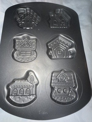 Wilton Gingerbread House Cookie Pan Christmas Baking Non-Stick 6 Designs