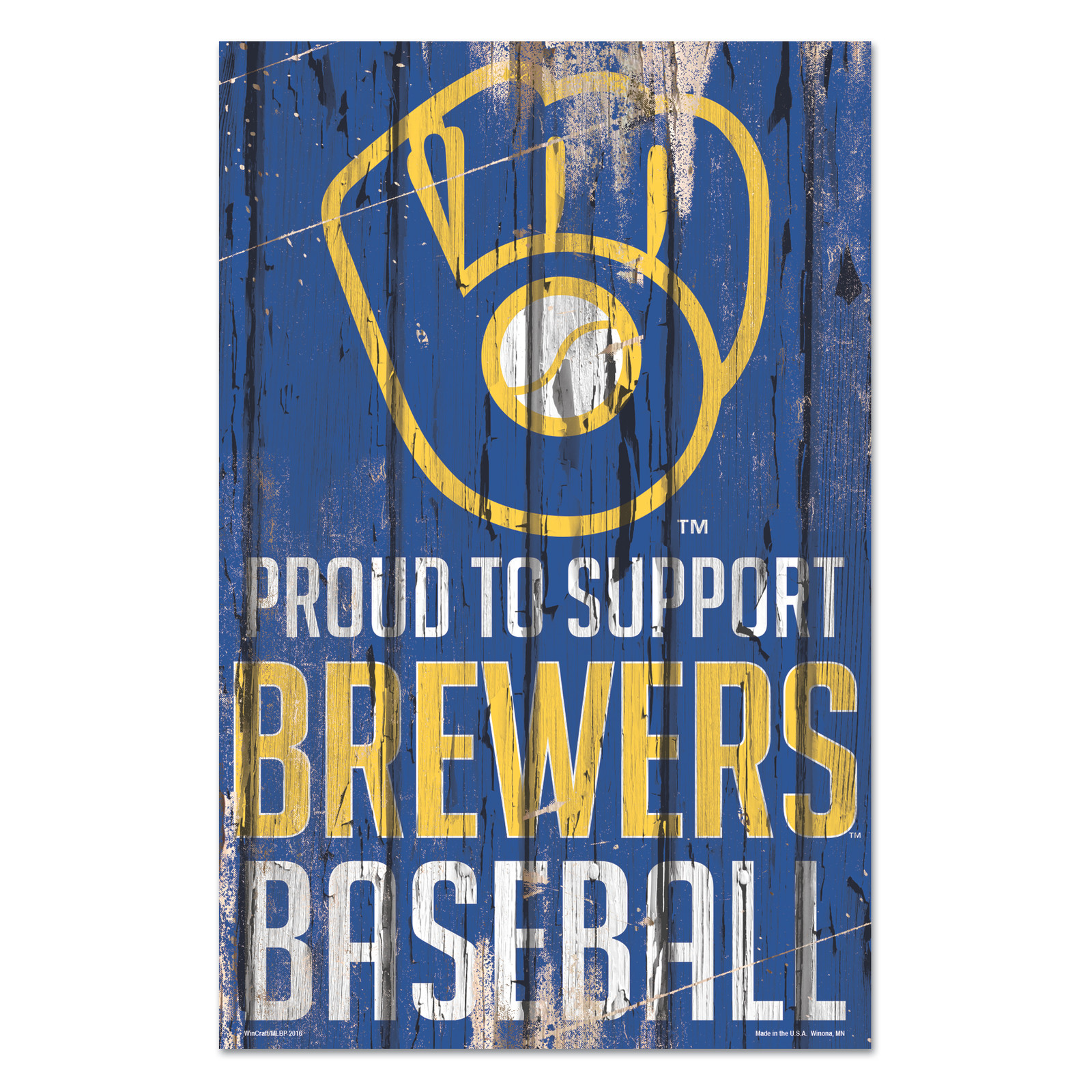 Деревянная вывеска Milwaukee Brewers Proud размером 11 x 17 дюймов 3790₽