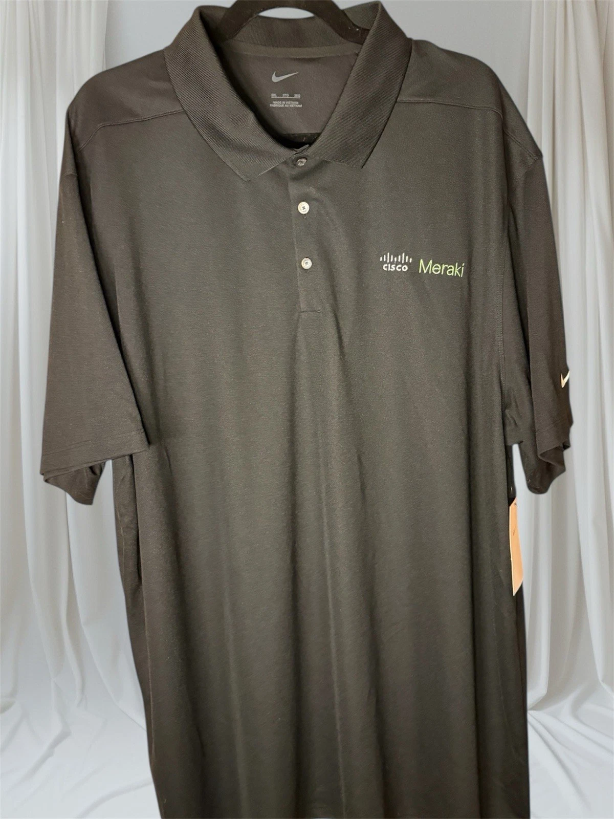 Nike Golf Performance Polo Shirt Cisco MERAKI Logo Men’s Black 3X NWT B- 58”