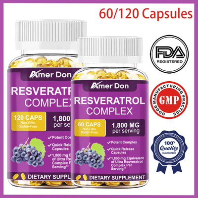 Resveratrol Supplement 1800 mg Antioxidant Complex - Highly Potent Natural Pills