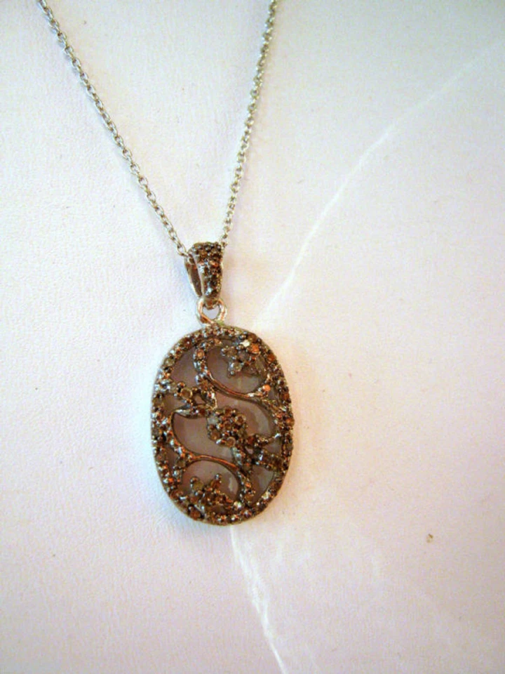 Collar Colgante Diamante Plata Esterlina Flor Vid .28ct Champagne Coñac Foto 4 de 4