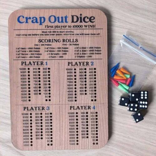 Funny Crap Out Dice Score Board Wooden Dice Board Game Farkle Dice Tray AU - Picture 6 of 12