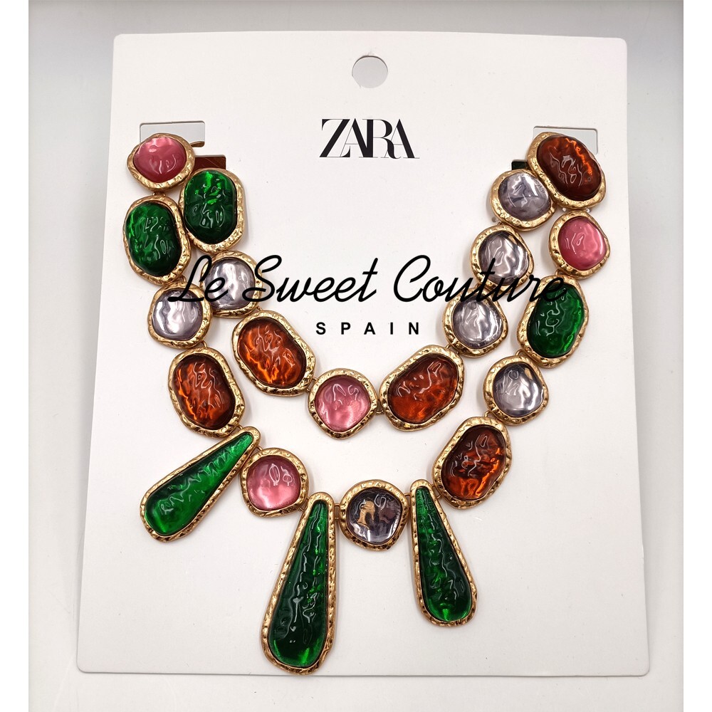 MAXI COLLAR DE RESINA MUJER ZARA NUEVO CON ETIQUETAS SS23 DORADO 4736/038