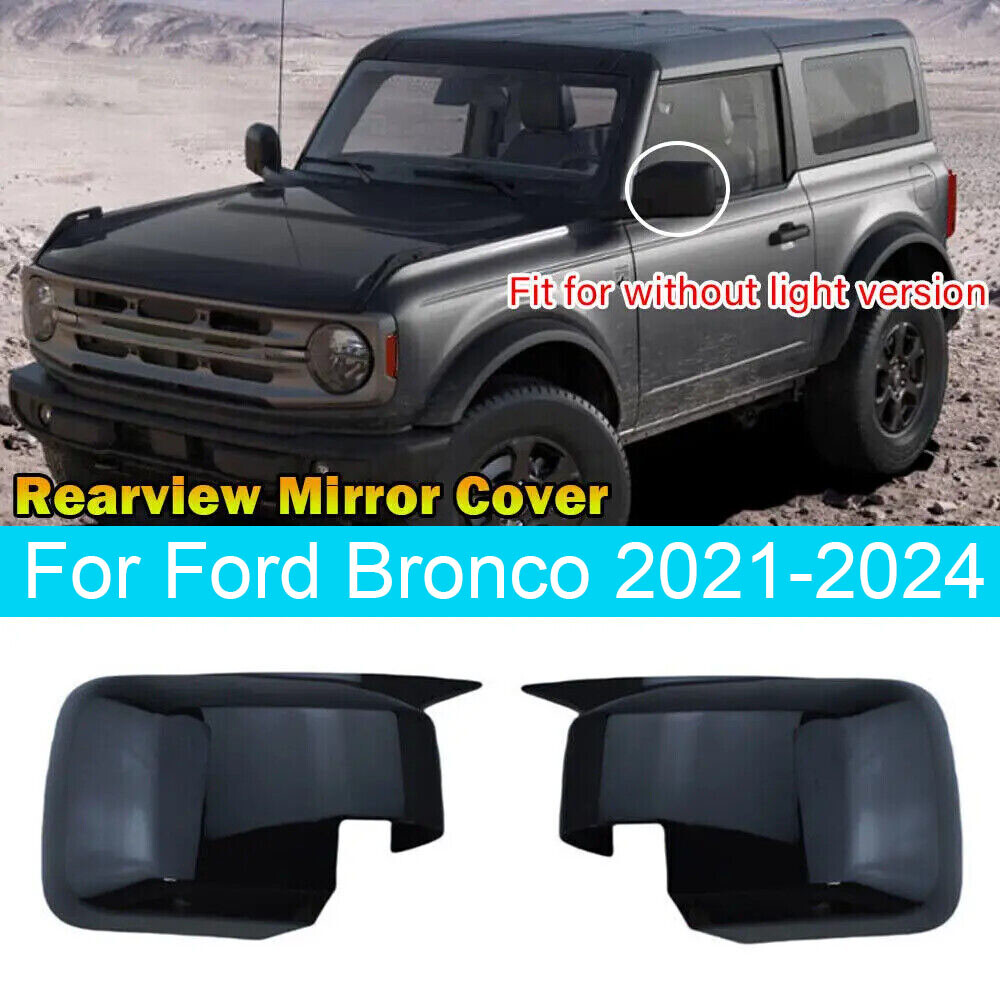 For Ford Bronco 2021-2024 2x Rearview Side Mirror Cover Wing Cap Trim Add on