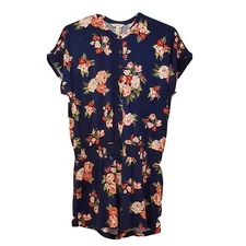 Matilda Jane Romper Women’s Size Large Be Bold Blue Floral Rayon Spandex VGUC 