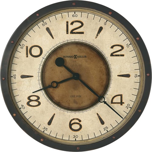 Kayden Oversized Wall Clock, Brown Finish Bold Arabic Numerals Vintage Home Deco