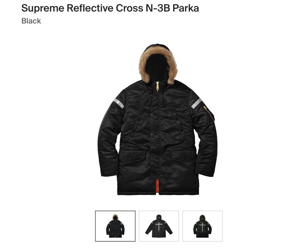 supreme reflective cross N-3B Parka Black | eBay supreme reflective cross N-3B Parka Black | eBay