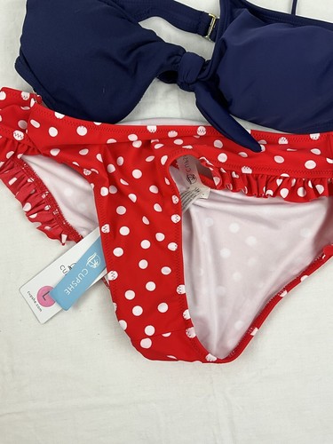 NWT SIZE LARGE RED & WHITE CUPSHE Women's Red Polka Dot Bikini Set - Picture 3 of 5