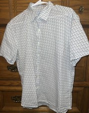Culturata Men s Shirt Contemporary Fit Short Sleeves Button Up Scissor Print