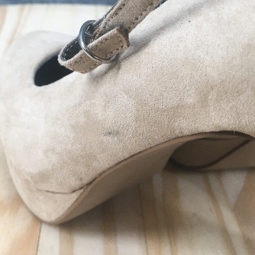 Maurices Shoes Womens 9 Haley Ankle Straps Pumps Beige Faux Suede Heels Buckle - Picture 16 of 16