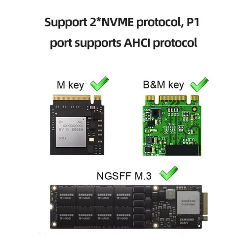 Boîtier disque dur externe double baie M.2 NVME SSD clone Gen2X2 20 Gbit/s boîtier disque solide - Photo 5/12