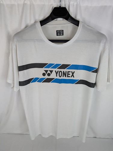 Yonex T-Shirt Men's XL White Geometric Logo (Blue & Black) Tennis Tee
