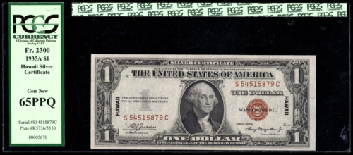 1935 FR. 2300 $1 HAWAII PCGS 65 PPQ GEM UNC WWII EMERGENCY ISSUE S-C BLOCK