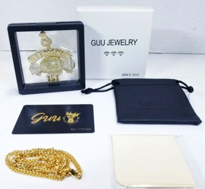 Guu 18k Gold-Plated Get Money First Iced 24'' Necklace