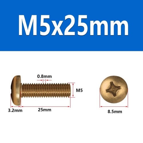 M2 M2.5 M3 M4 M5 M6 M8 Tornillos redondos cruzados de latón Phillips Pan Tornillos de cabeza de botón - Imagen 65 de 92