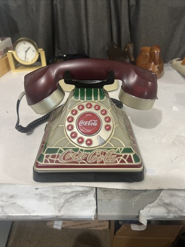 Vintage Coke Cola Tiffany Buntglas beleuchtetes Telefon 2001, wunderschön - Bild 9 von 9
