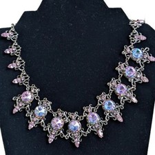 Super BLING AB Crystal Fashion Necklace Victorian Revival Rhinestone