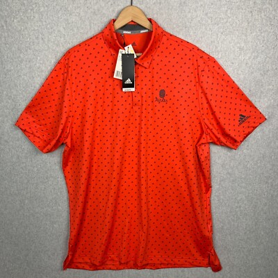 Adidas Polo Shirt Men Extra Large Red Logo Allover Spellout Aviara Golf  Club NWT
