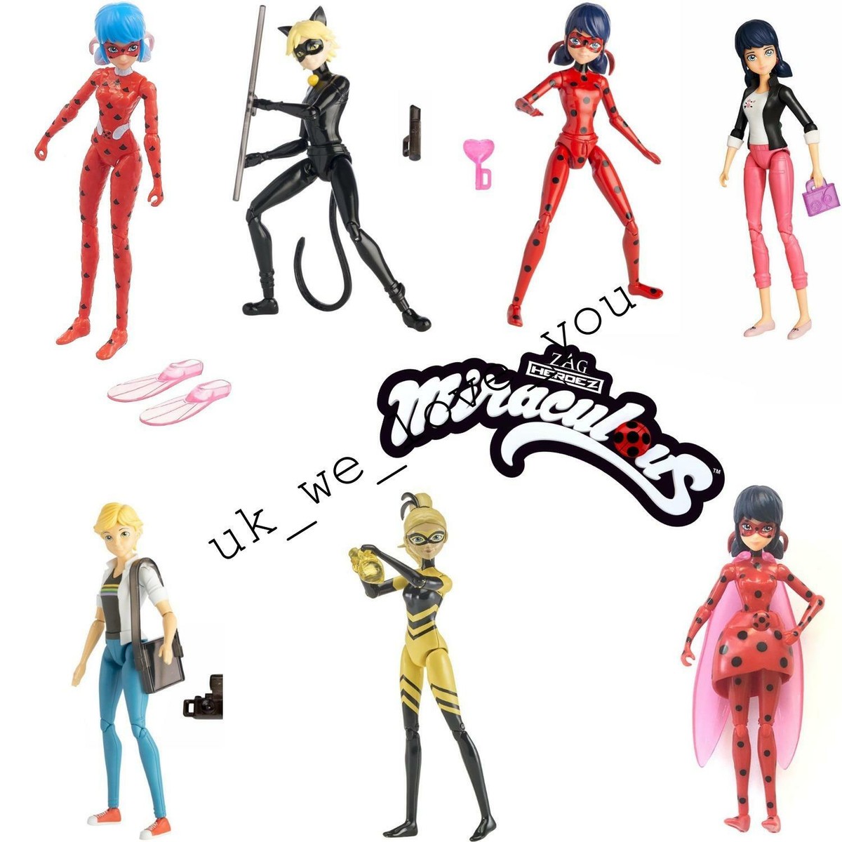 BANDAI ZAG HEROEZ MIRACULOUS LADYBUG ADRIEN AQUABUG QUEEN BEE