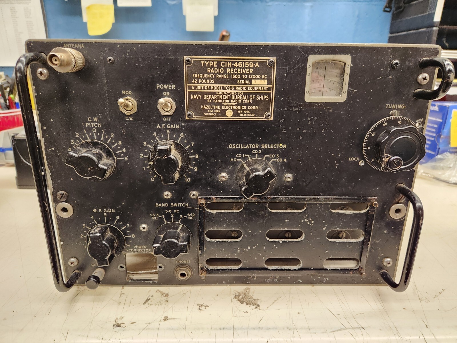 CIH-46159-A,  HAMILTON RADIO CORP,  UNIT OF TCS-6, NAVY RADIO RECIEVER