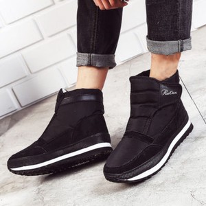 men plush lining waterproof hook loop snow boots