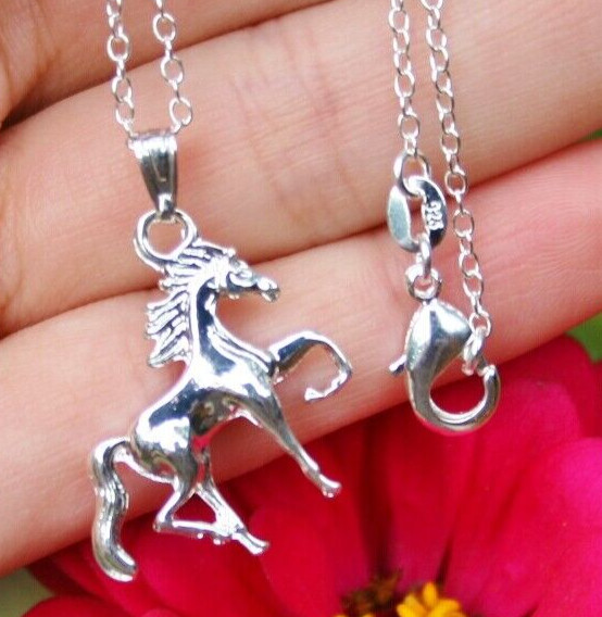 Collar de Caballo Colgante Plata Troteando Saltando Pony Amante Joyería Niñas Damas