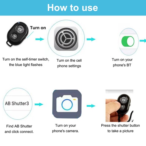 Selfie Camera Bluetooth Remote Controller Photo Shutter Release Button Phone - Picture 8 of 8