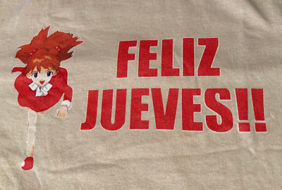 Evangelion MED ASUKA Feliz Jueves T-shirt signed by TIFFANY GRANT/Asuka's VA-NEW