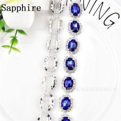 90cm Rhinestone Diamante Chain Trim Wedding Costume Shoes Decor DIY Sewing Craft - Picture 8 of 24