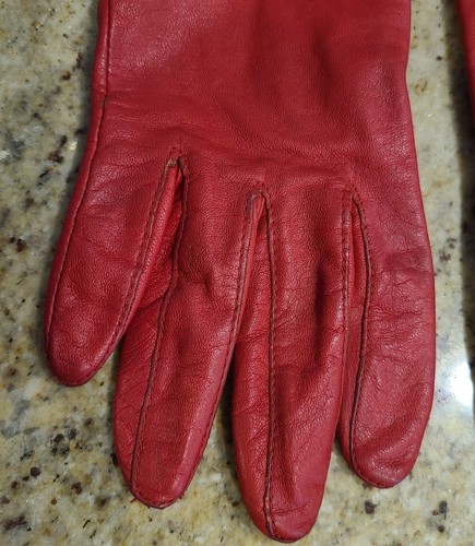 Guantes de mujer vintage talla M 7 forrados de cuero rojo 9" Fownes - Imagen 2 de 22
