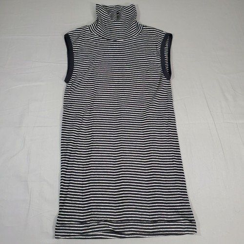 Edith A Miller Shirt Womens Medium M Sleeveless Striped Top Pullover Black White