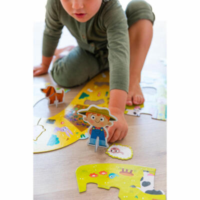 GOULA XXL-Puzzle Bauernhof - 18 Teile Mit Spielfiguren Ab 2 Jahren