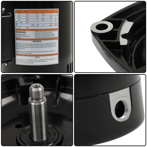 Motor de piscina de brida cuadrada con marco de 2 HP 3450 RPM 48Y 230V USQ1202 - Imagen 11 de 12