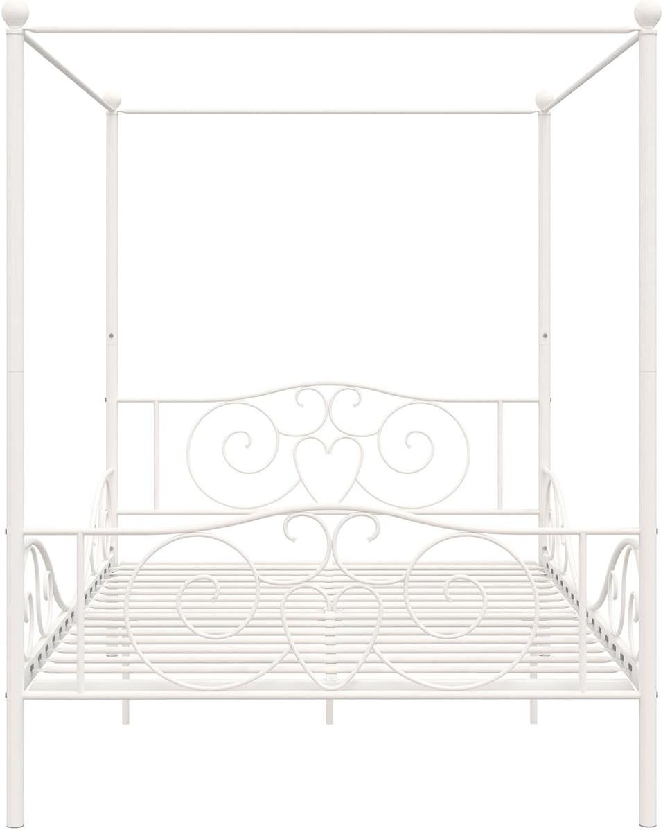Canopy Sturdy Bed Frame, Metal, Full, White