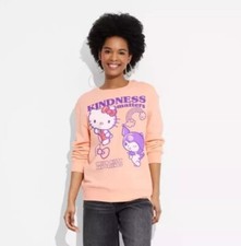 Sanrio Hello Kitty  Friends L Large Sweatshirt Orange Kindness Matters New