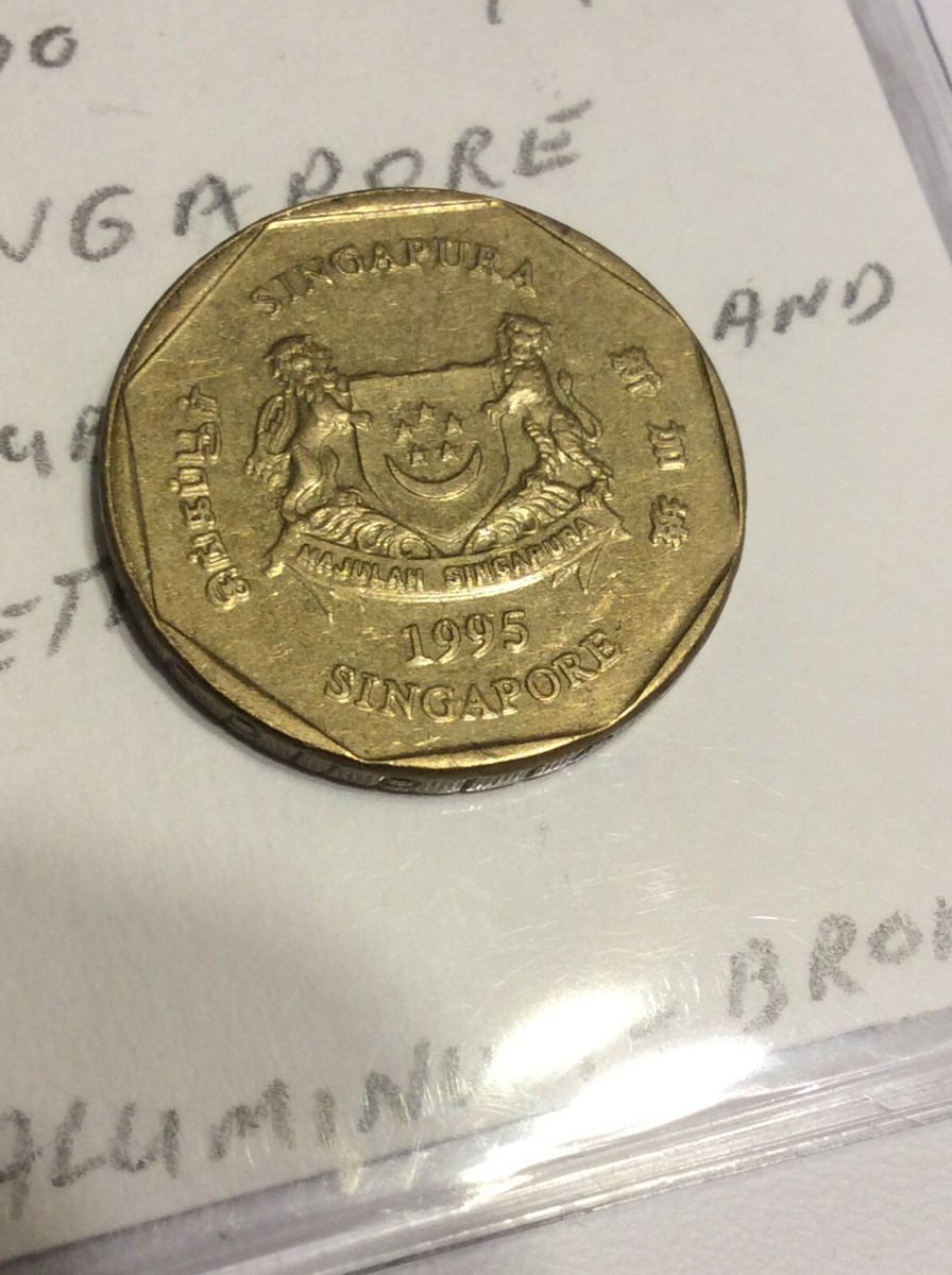 レア一期一会のプラクルアン 1995 $1 One Dollar Doubled Date / Doubled Letters Singapore