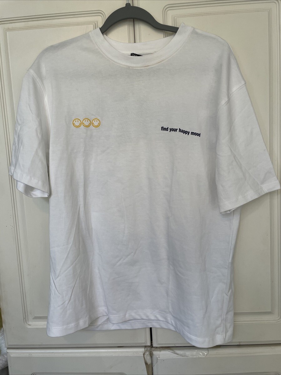 Zara X Smiley Originals find your happy mood White T Shirt